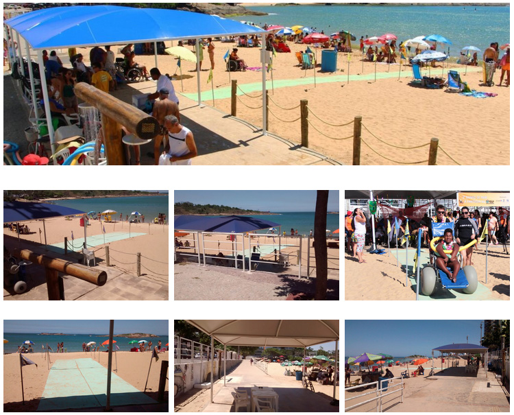 Esteira Acessibilidade Trade Mix mosaico com diversas imagens do projeto de praia acessivel para todos em Vila Velha no ES