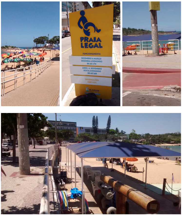 Esteira Acessibilidade Trade Mix mosaico com diversas imagens do projeto de praia acessivel para todos em Vila Velha no ES