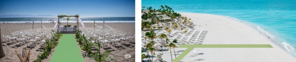 Esteira Tarde Mix Acessibilidade dando conforto e segurança numa rota segura para casamentos ao ar livre e na praia, além de acessibilidade em resorts e hoteis