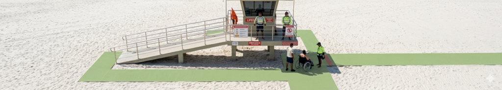 posto salva vidas com acessibilidade com esteiras trade mix