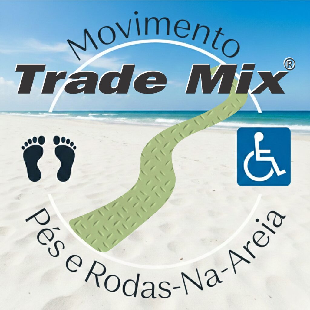 logomarca da trade mix do movimento pés e rodas na areia