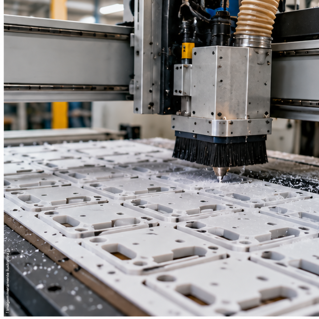Imagem ilustrativa de usinagem de componentes em Router CNC