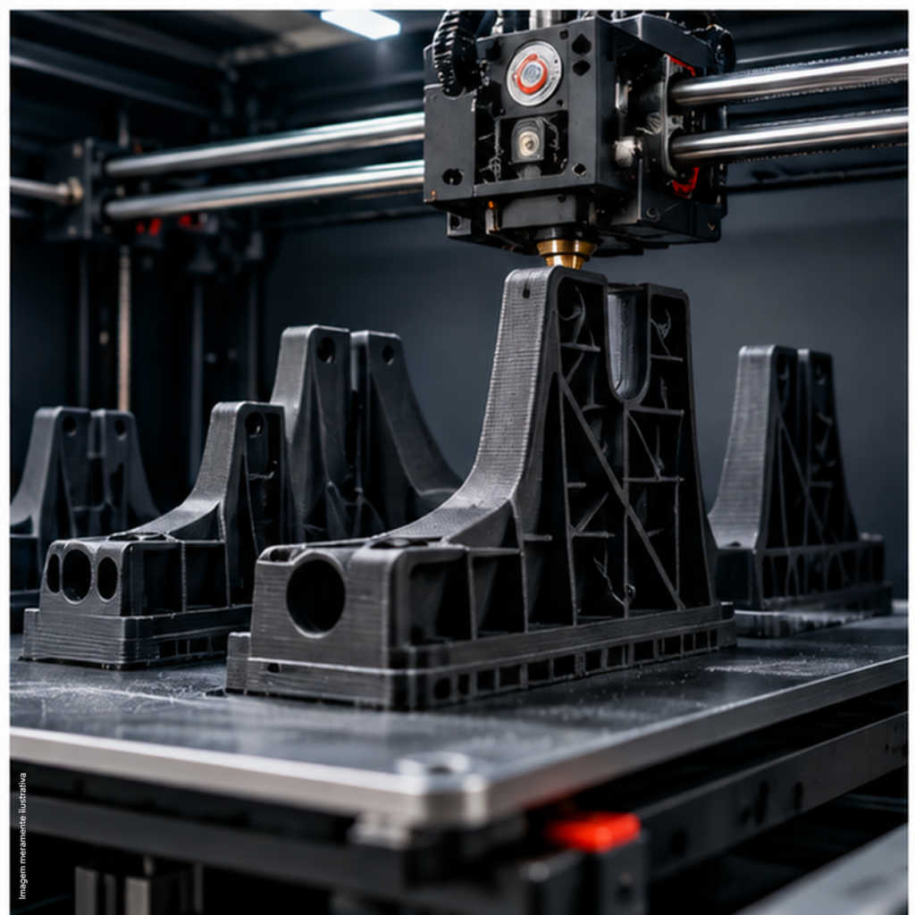 Imagem ilustrativa de impressão 3D de componentes técnicos