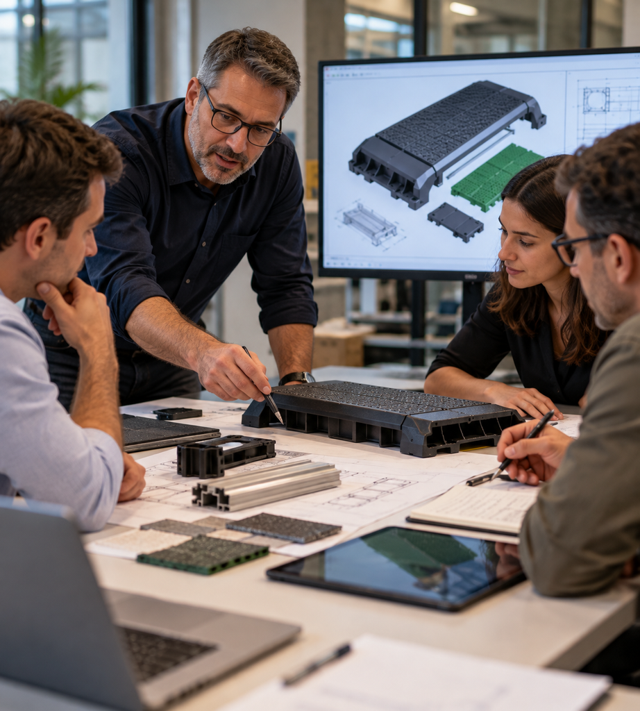 Reunião de engenharia com protótipos