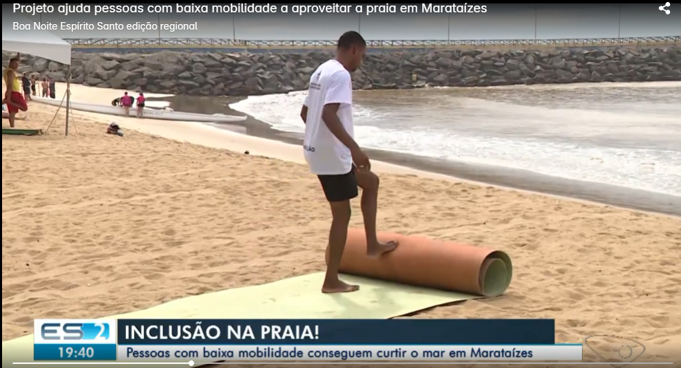 Reportagem sobre acessibilidade na praia em Marataízes (ES) — Boa Noite Espírito Santo, Globoplay
