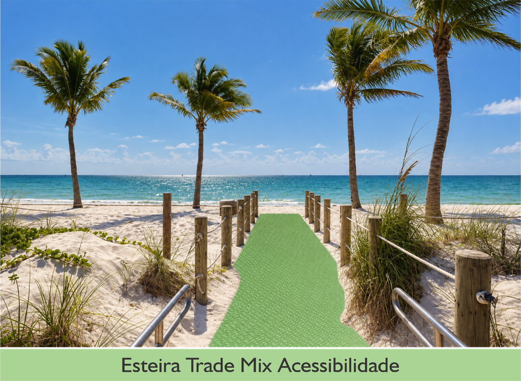 Esteira Trade Mix Acessibilidade instalada em praia
